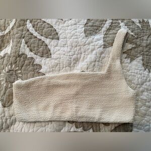 We Wore What/ Asymmetrical Cream Knit Crop Top size M